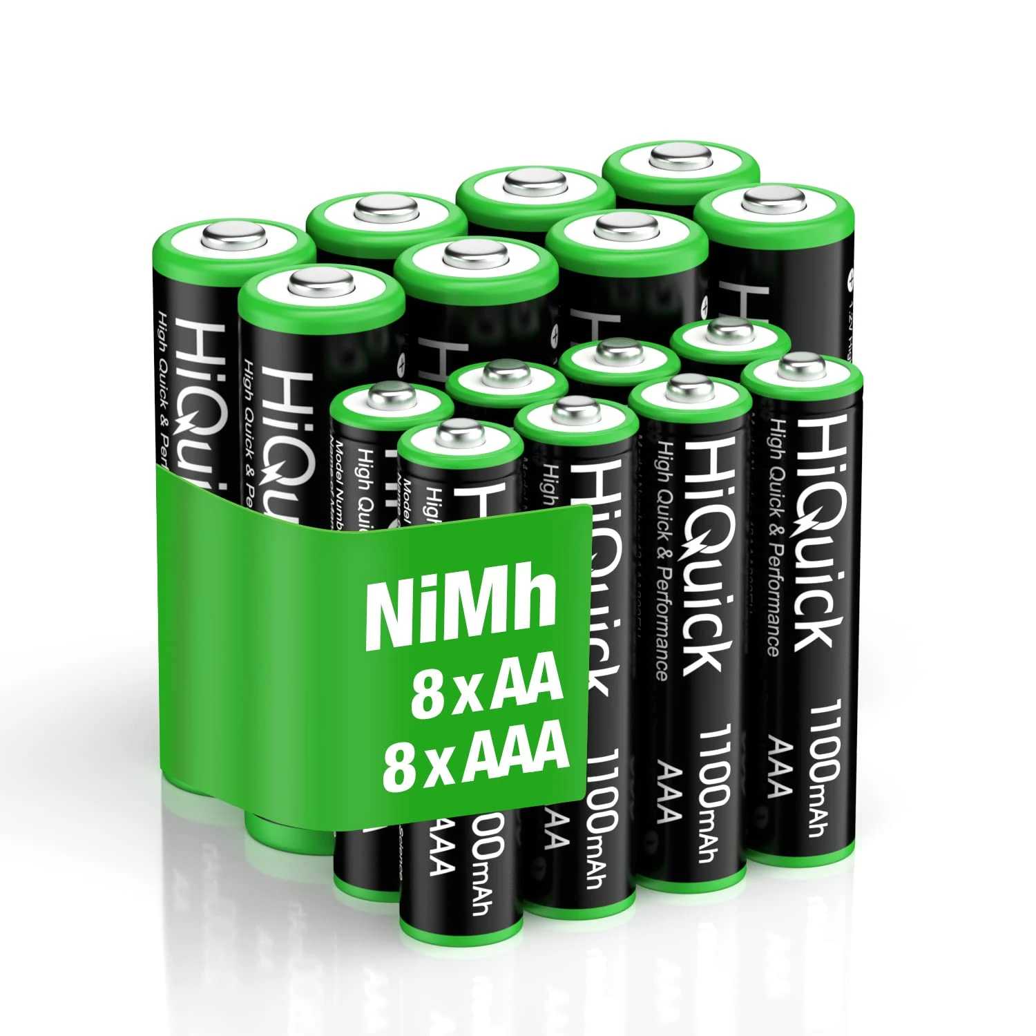 HiQuick 16 x AA AAA Rechargeable Batteries Set 8 x 2800mAh AA Batteries & 8 X 1000mAh AAA Batteries High Capacity Rechargeable Batteries