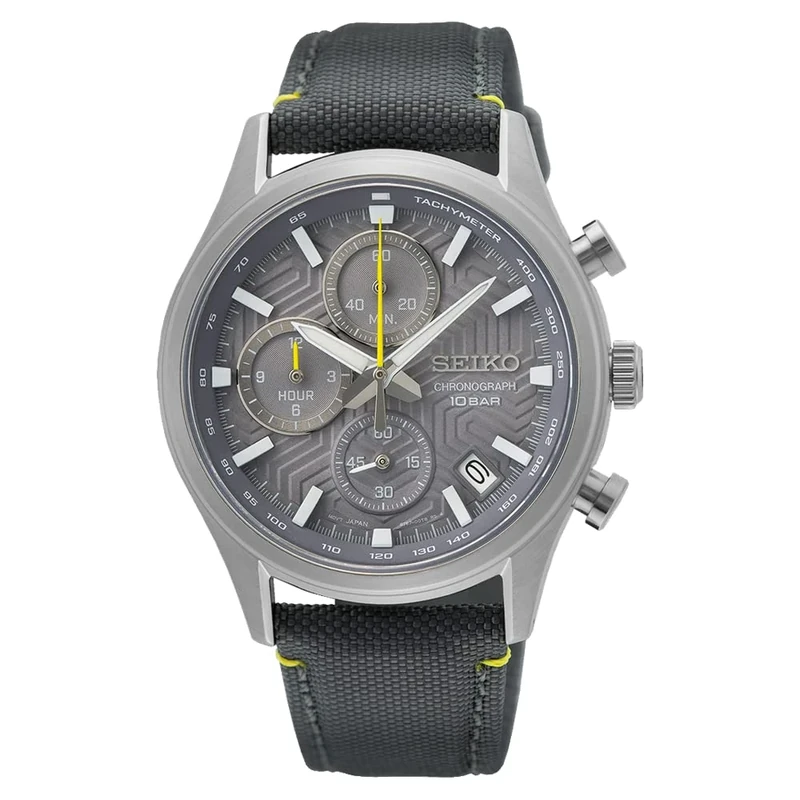 Seiko Men's Analogue Quartz Watch with Nylon Strap SSB423P1, Black, Black, Strap.