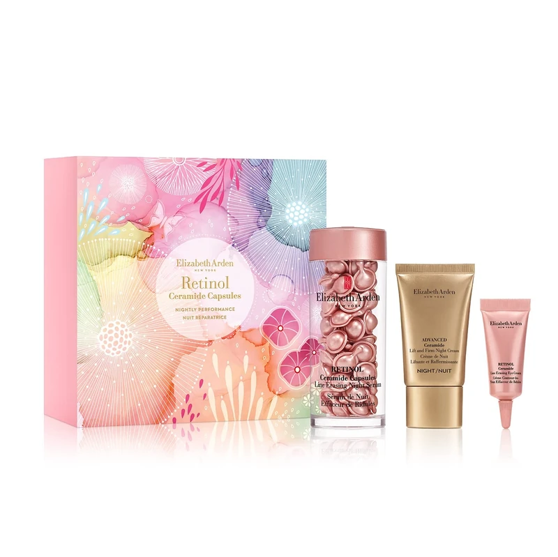 Elizabeth Arden NIGHTLY PERFORMANCE Retinol Ceramide Capsules 60-piece Gift Set (Worth £118.33) skincare gifting for women