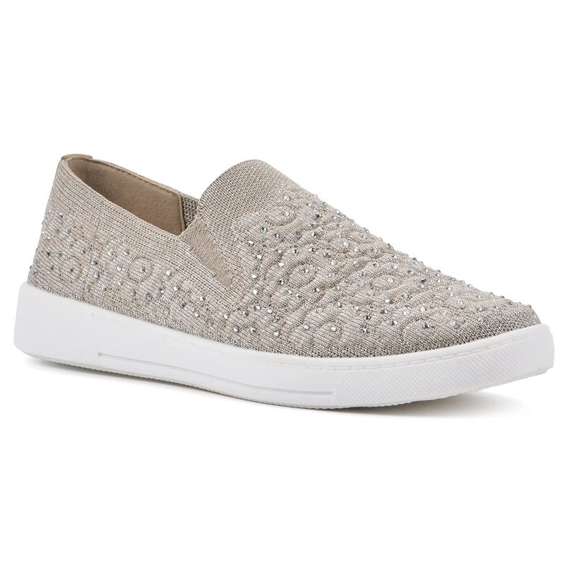 WHITE MOUNTAIN Women's Unit Sneaker, Gold/Fabric, 6 UK
