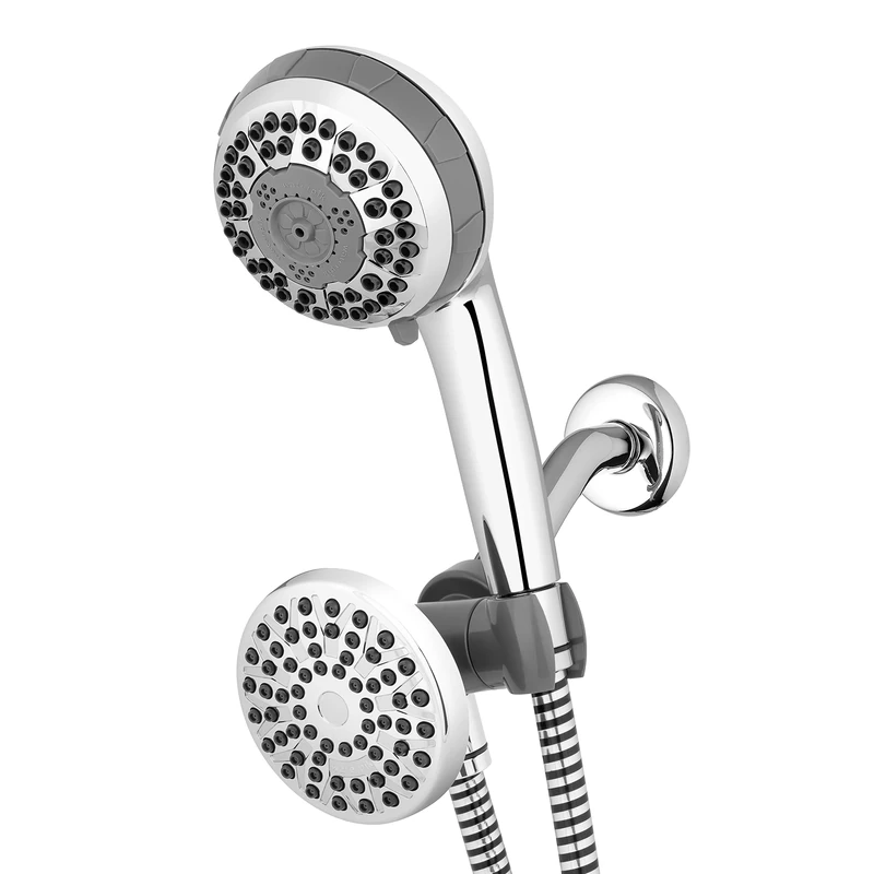 Waterpik Power Spray Dual 2-in-1 Shower System with Rain Shower Head and 8-Mode Hand Held Shower Head, Plastic, Chrome VIC-133E-NSP-853E