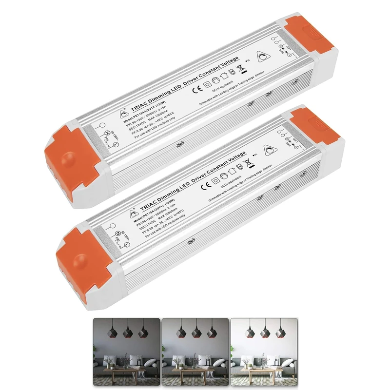 120 Watts 10A Dimmable LED Driver Dimming Power Supply 110V to 12V DC led Transformer dimmable (2 Pack) - Image 1