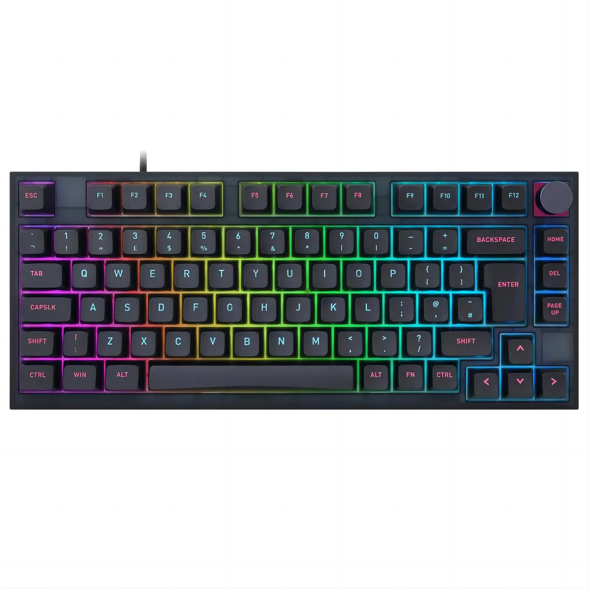EPOMAKER SKYLOONG GK75 ISO Layout Lite Gasket-Like Mount Wired Hot Swappable RGB Backlit Programmable Keyboard with A Rotary Knob, Win/Mac Compatible (Gateron Optical Black)