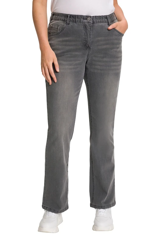 Ulla Popken Women's Bootcut Jeans Trousers, Light Grey Denim., 45W x 30L