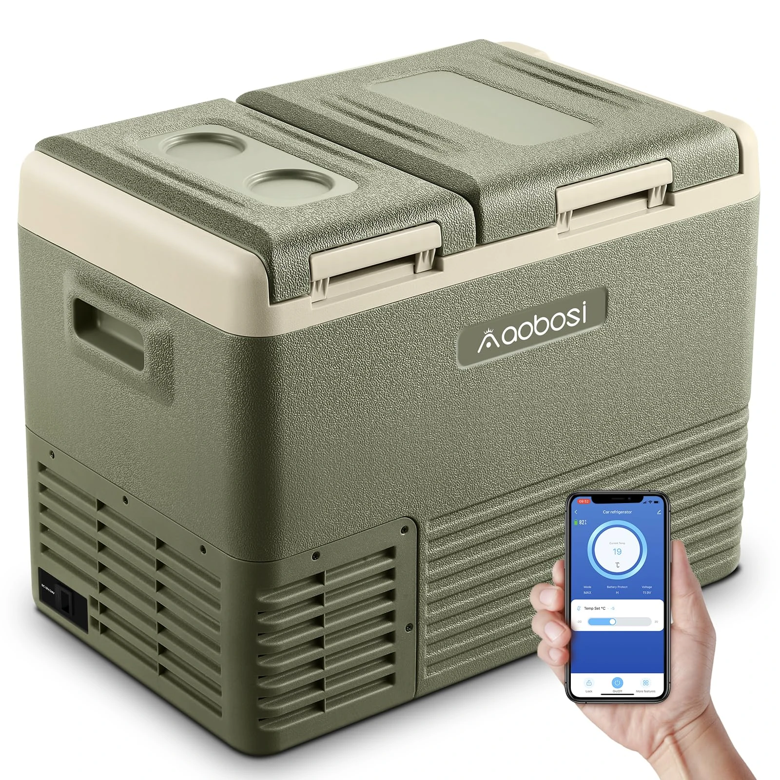 AAOBOSI Car Refrigerator, Dual Zone Dual Control, App Controlled Car Fridge, Camping Fridge 33L, 20°c~-20°c, 12/24 V DC &100-240 V AC Car Fridge For Camping, Travelling, Outdoor, Caravanning
