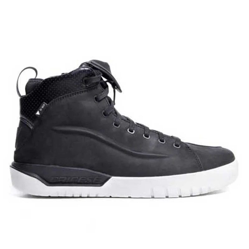Dainese Metractive D-WP Shoes, Leather Waterproof Motorcycle Sneakers, Men, Black/White, 43