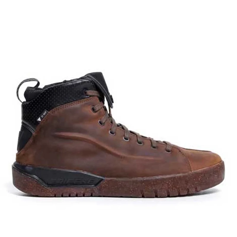 Dainese Metractive D-WP Shoes, Leather Waterproof Motorcycle Sneakers, Men, Brown/Natural-Rubber, 41