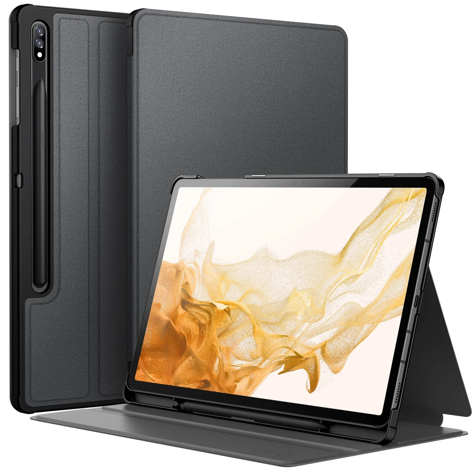 JETech Case for Samsung Galaxy Tab S8 Plus 2022 / S7 FE 2021 / S7 Plus 2020 12.4-Inch with S Pen Holder, Slim Folio Stand Protective Tablet Cover, Multi-Angle Viewing (Black)