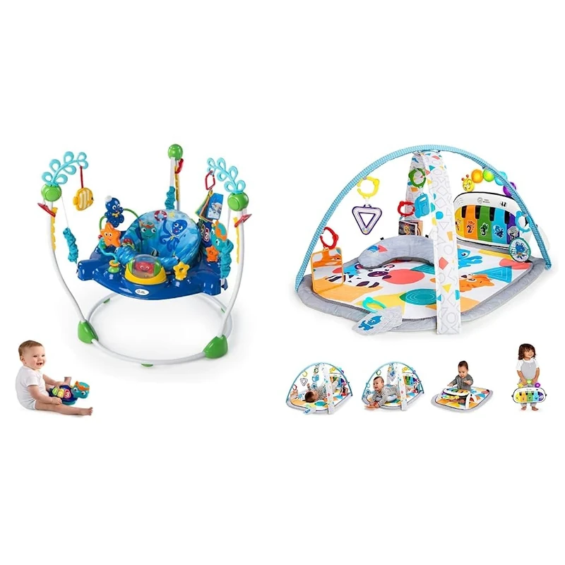 Baby Einstein, Neptune's Ocean Discovery Baby Activity Jumper & Bouncer, Languages, 4, Ages 6 Months+ & 4-in-1 Kickin' Tunes Music and Language Discovery Play Gym with Piano