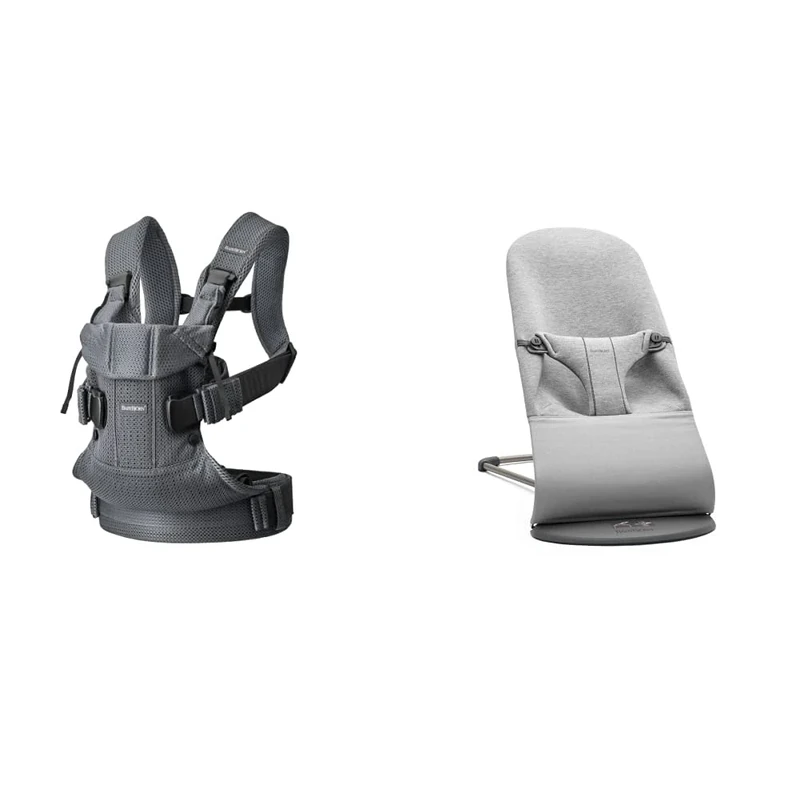 BabyBjörn Baby Carrier One Air, 3D Mesh, Anthracite & Bouncer Bliss, Dark Grey Frame, 3D Jersey, Light Grey