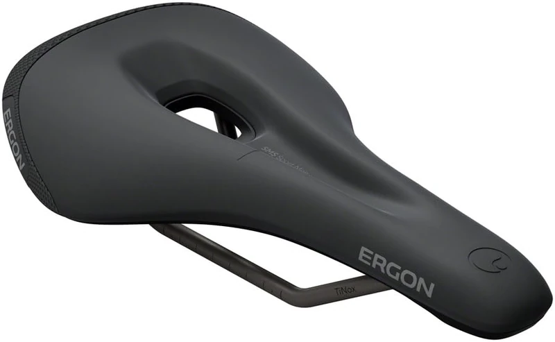 Ergon SMS Sport MTB Mens Bicycle Saddle with TiNox XP Rails, Black, Size Small/Medium