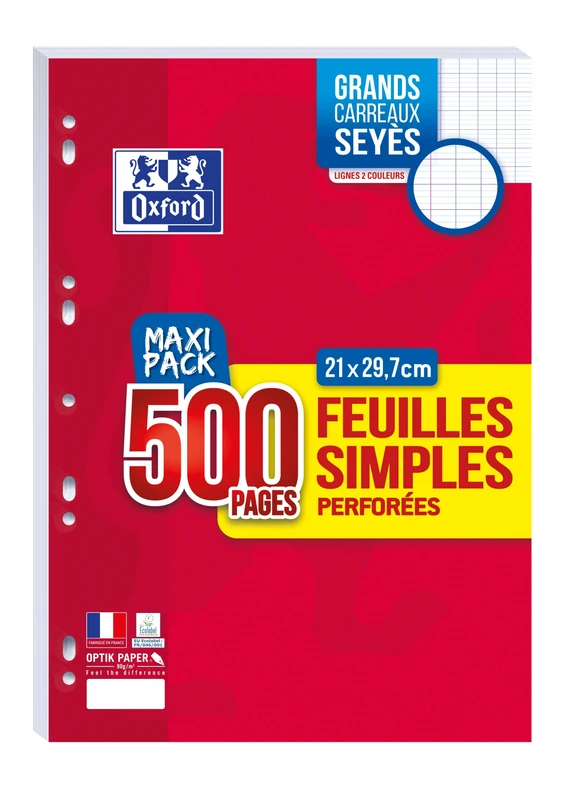 OXFORD 8 Packs of 500 Sheets A4 Large Squares Seyès
