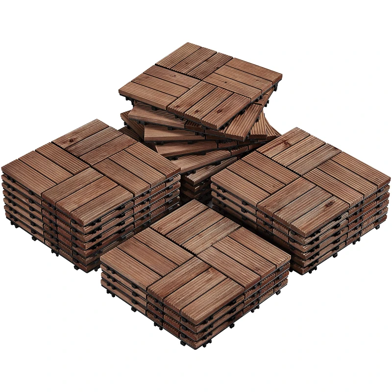 Yaheetech 1 Pack Deck Tiles, 30 x 30cm, Total 27pcs, Brown