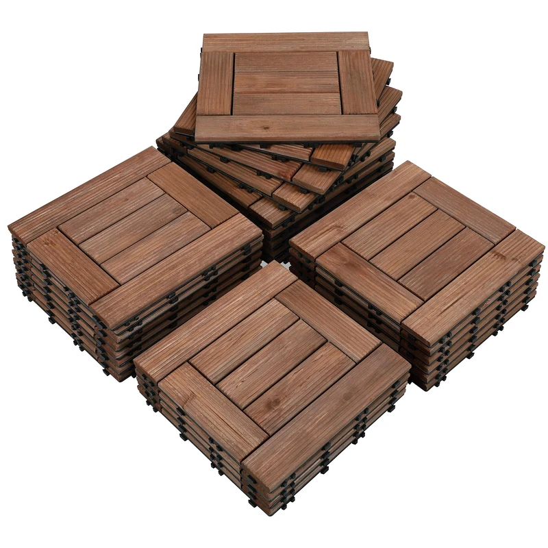 Yaheetech 1 Pack Decking, 30 x 30cm, Total 27pcs, Brown-Checked