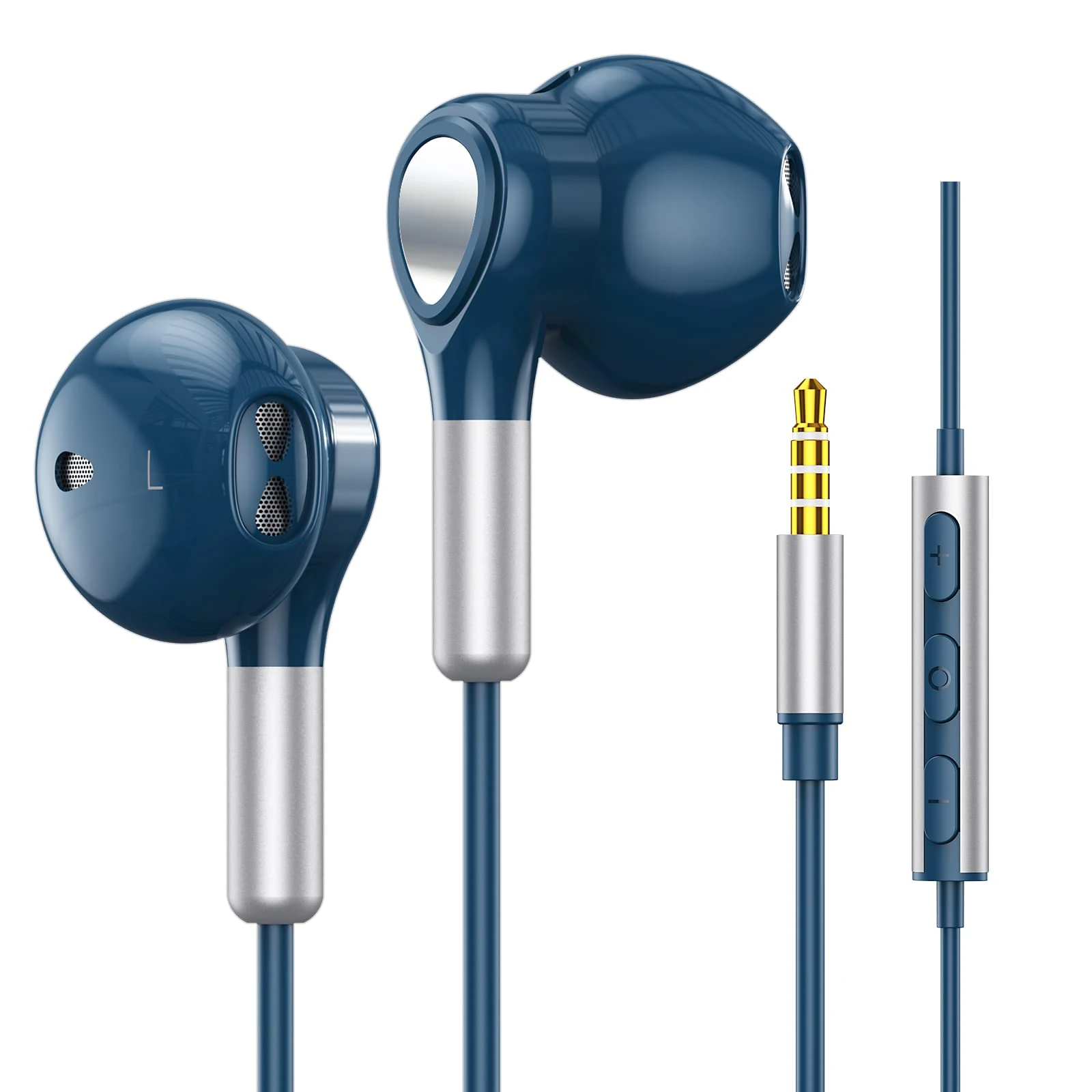 Headphones Wired In-Ear Wired Earphones Earbuds, Half in Ear Headphones 3.5mm Jack Wired Headphones with Microphone and Volume Control for iPhone, Samsung, Android, iPad,MP3,Most 3.5mm Audio Devices