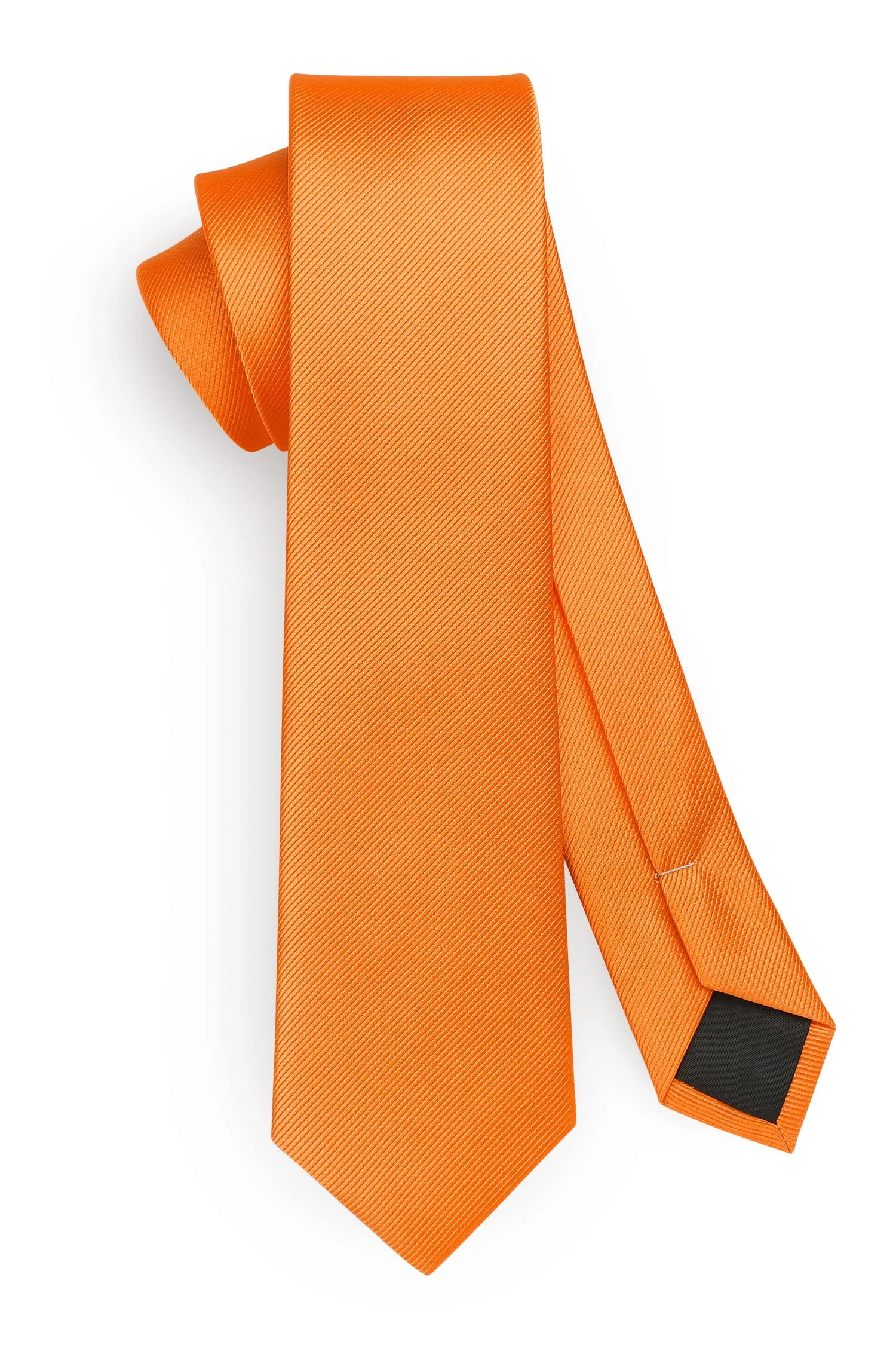 HISDERN Pumpkin Orange Tie Silk Skinny Tie Slim ties For Men Solid NeckTie Classic Formal Tie For Business Wedding(6cm)