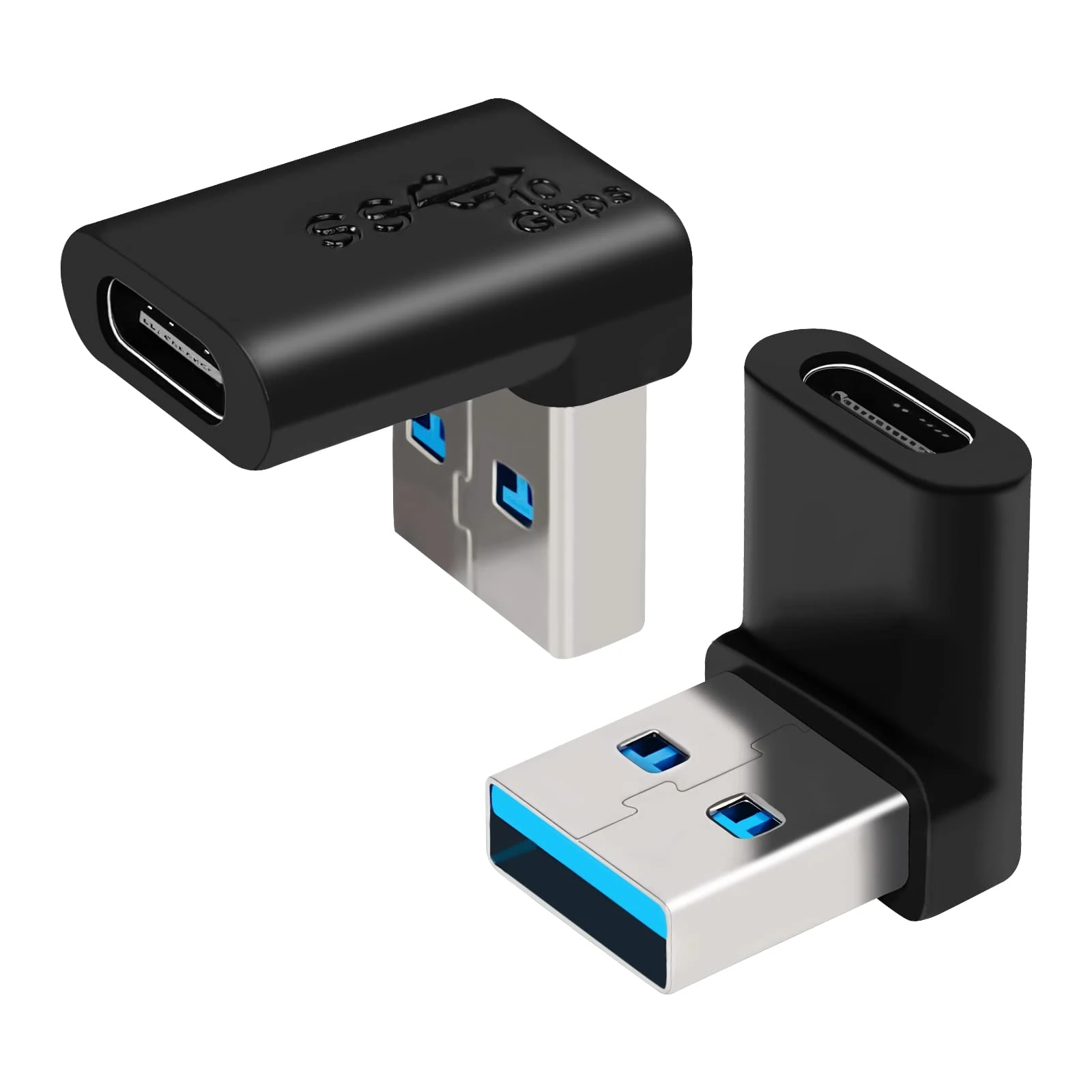 USB C to USB Adapter (2 Pack), Seminer Right Angle USB C Female to USB 3.2 Male Adapter 90 Degree Adapter, 10Gbps Type C Converter for Samsung, PC, Laptops