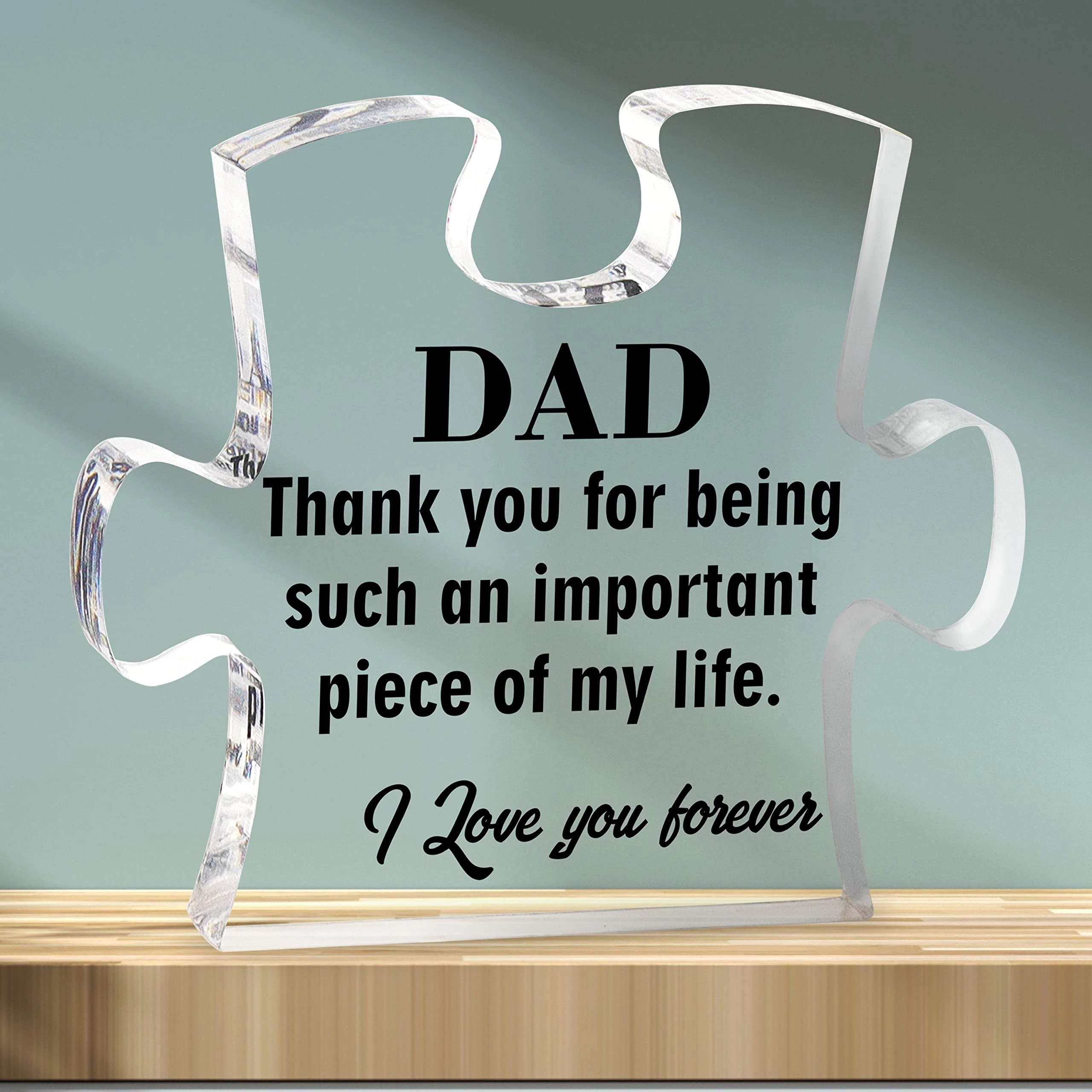 Merclix Gifts for Dad Who Has Everything Puzzle Shaped Acrylic Plaque Dad Gifts from Daughter Daddy Presents from Son Fathers Day Birthday Christmas Ideas