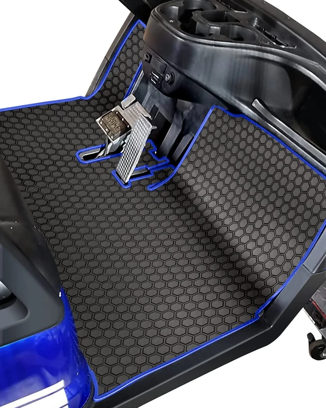 Matericuo Golf Cart Floor Liner Mat Full Coverage Custom Fit for ICON (i20, i40) and Advanced EV (Gen1) Rubber Blue