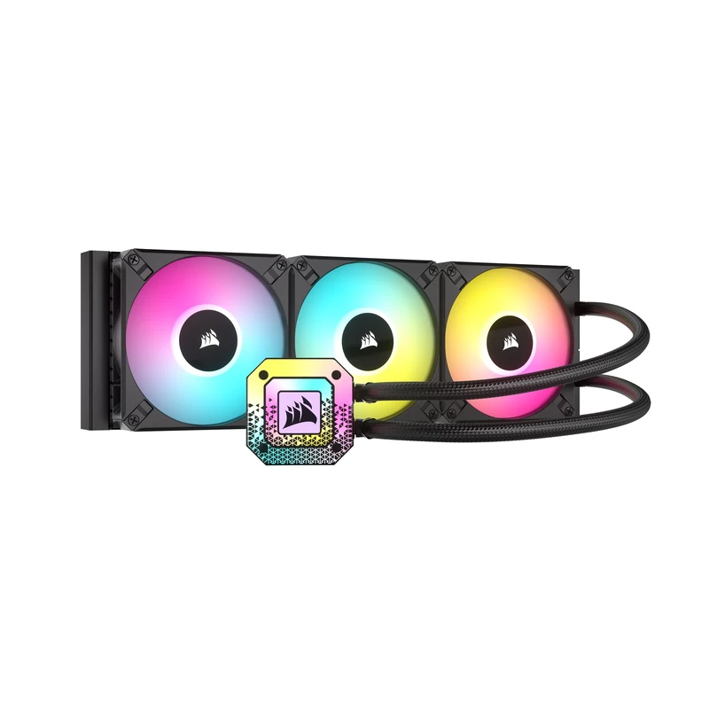 Corsair iCUE H150i ELITE CAPELLIX XT Liquid CPU Cooler - Three AF120 RGB ELITE Fans - 360mm Radiator - Intel® LGA 1700, 1200, 115X, 2066, AMD® AM5, AM4 - Included iCUE COMMANDER CORE - Black