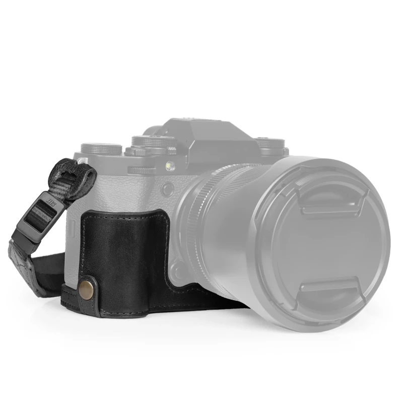 MegaGear Ever Ready Genuine Leather Half Camera Case Compatible with Fujifilm X-T5 (Black)