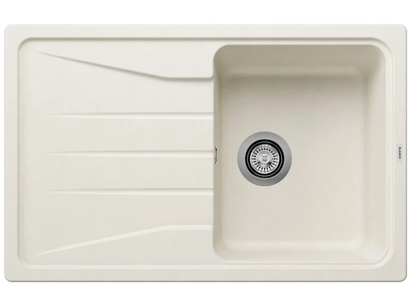 BLANCO SONA 45 S Silgranit Soft White Installation Type: Installation from Above, Reversible, Without Drain Remote Control, 45 cm Base Cabinet, Large Basin, Easy-to-Clean Surface