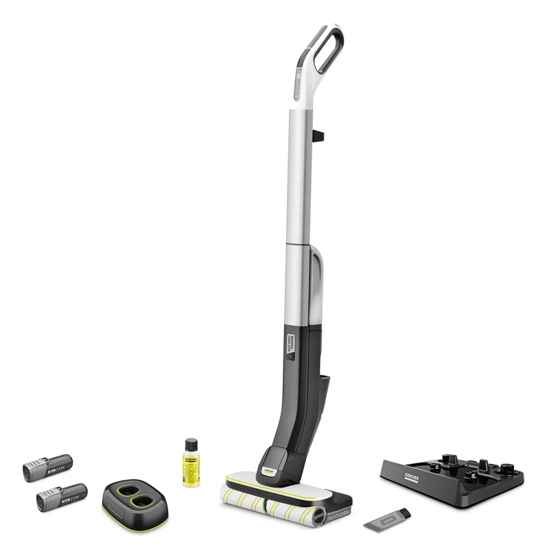 Kärcher Hard Floor Cleaner FC 4-4 Battery Set, Wireless Floor Cleaner with 2 Rotating Microfibre Rollers, Battery Life: Approx. 30 Minutes, Surface Capacity per Battery Charge: Approx. 90 m², with