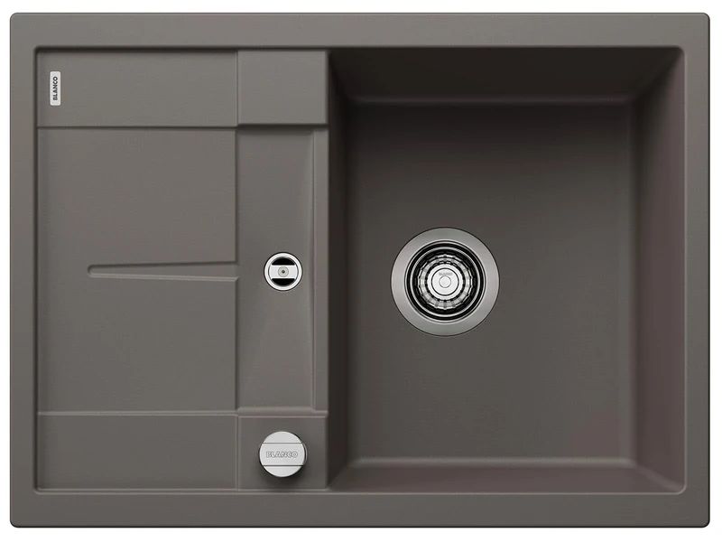 BLANCO METRA 45 S Compact | SILGRANIT Sink in Volcano Grey | Installation Type: Inset Installation from Above | Reversible | for 45 cm Wide Base cabinets | Large Bowl | Easy to Clean | [68x50x20 cm]