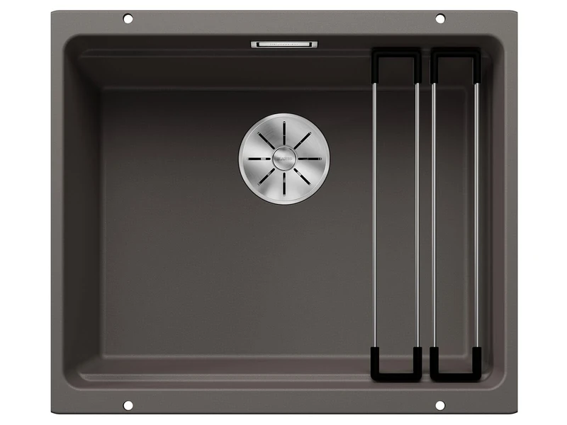 BLANCO ETAGON 500-U | SILGRANIT Sink in Volcano Grey | Installation Type: undermount Installation | for 60 cm Wide Base cabinets | System Concept with Versatile ETAGON Rails | [53x46x21.2 cm]