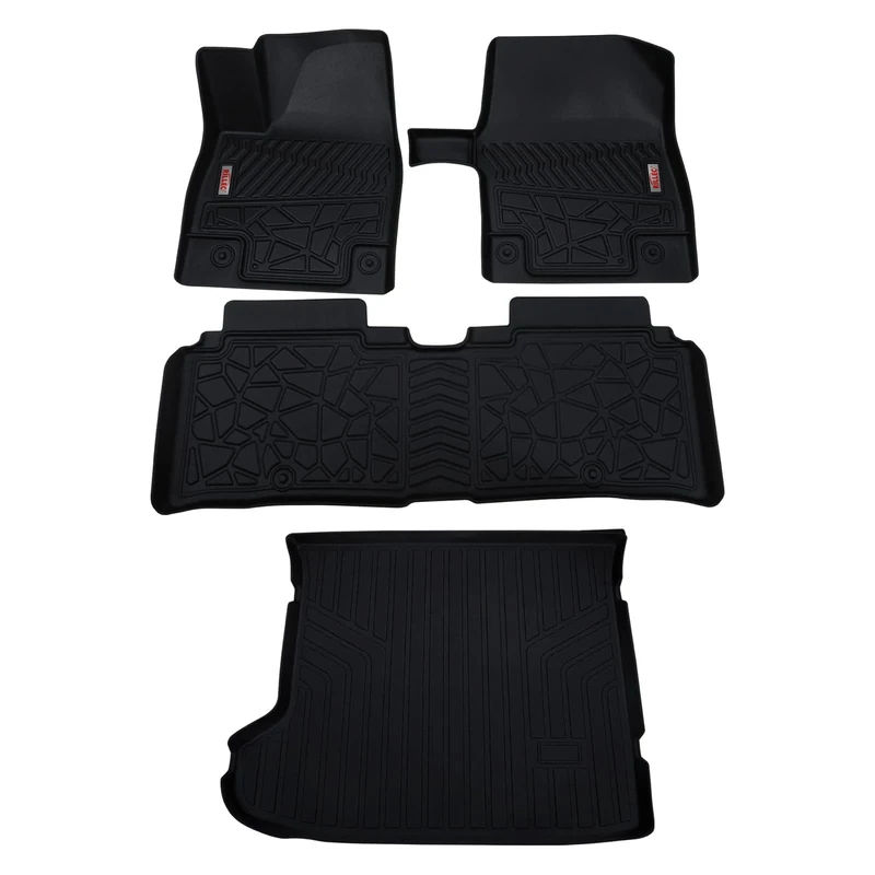 RILLEC Floor Mats 2 Row Liners Set & Cargo Liners Custom Fit for 2022 2023 2024 Kia EV6,All Weather Guard Heavy Duty Waterproof TPE Rubber Car Mats & Rear Trunk Mats,Black
