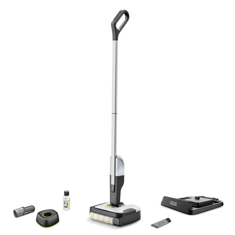 Kärcher Hard Floor Cleaner FC 2-4 Battery, Wireless Floor Cleaner with Rotating Microfibre Roller, Battery Life: Approx. 20 Minutes, Surface Capacity per Charge: Approx. 70 m²