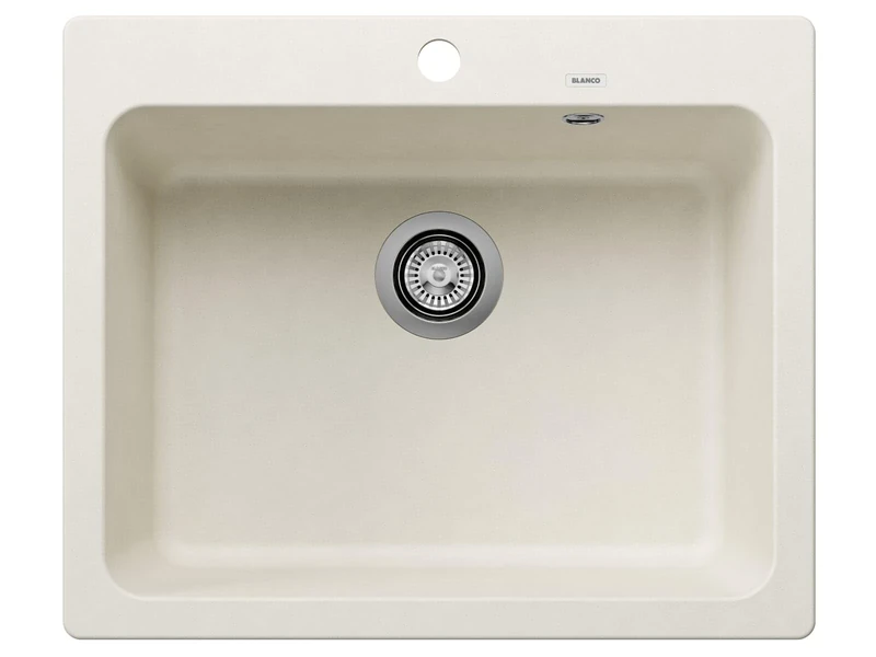 BLANCO NAYA 6 | SILGRANIT Sink in Soft White | Installation Type: Inset Installation from Above | for 60 cm Wide Base cabinets | Spacious Bowl Volume | Easy-Care Surface | [61.5x51x21.2 cm]