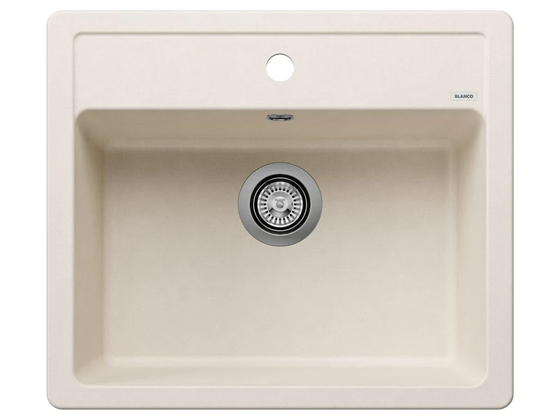 BLANCO Legra 6 | SILGRANIT Sink in Soft White | Installation Type: Inset Installation from Above | for 60 cm Wide Base cabinets | Spacious Bowl Volume | Easy-Care Surface | [58.5x50x20.2 cm]