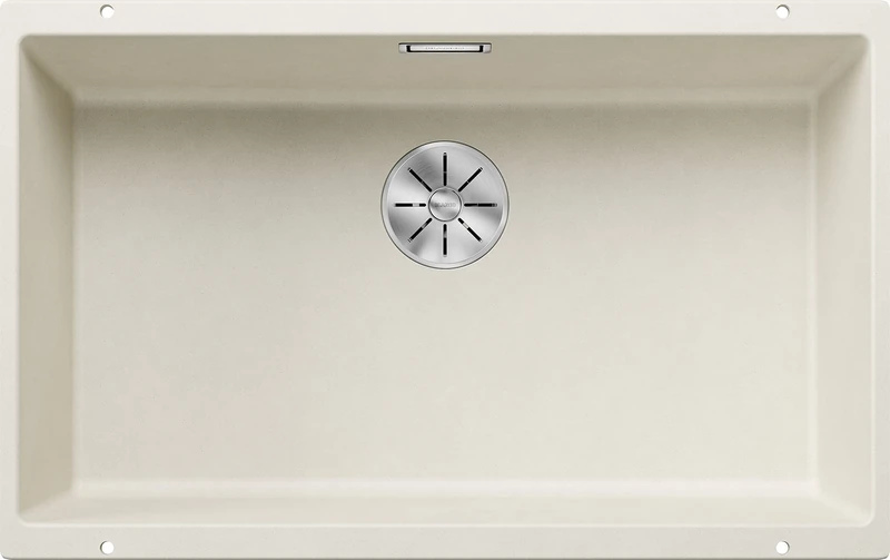 BLANCO SUBLINE 700-U | SILGRANIT Sink in Soft White | Installation Type: undermount Installation | for 80 cm Wide Base cabinets | One Cut-Out and only one Installation | [73x46x20.2 cm]