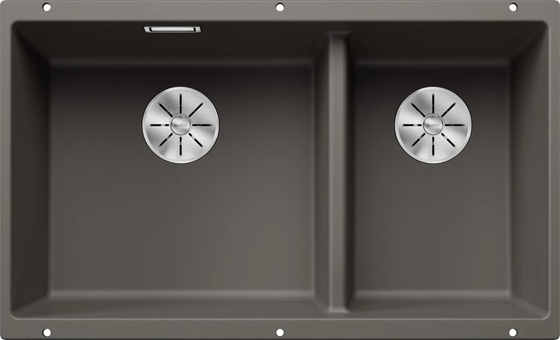 BLANCO SUBLINE 430/270-U Granite Sink Made of Silgranit Volcano Grey Installation Type: Undermount Main Sink Left for 80 cm-Wide Base Cabinets One Cut-Out and Only Mounted Once