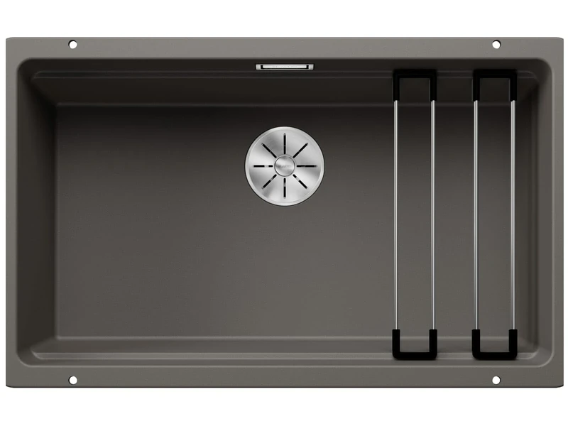 BLANCO ETAGON 700-U | SILGRANIT Sink in Volcano Grey | Installation Type: undermount Installation | for 80 cm Wide Base cabinets | System Concept with Versatile ETAGON Rails | [73x46x21.2 cm]