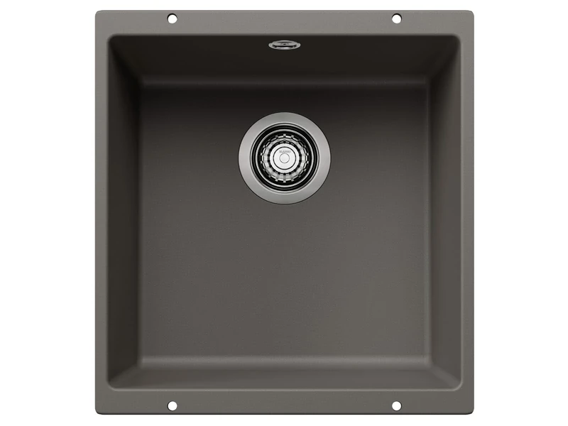 BLANCO ROTAN 400-U | SILGRANIT Sink in Volcano Grey | Installation Type: undermount Installation | for 50 cm Wide Base cabinets | Spacious Bowl Volume | Easy-Care Surface | [43x46x20.2 cm]