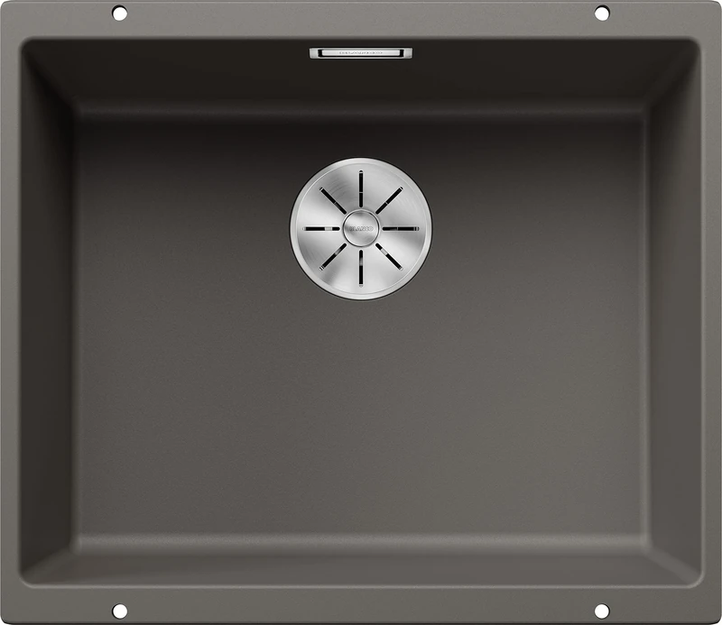 BLANCO SUBLINE 500-U | SILGRANIT Sink in Volcano Grey | Installation Type: undermount Installation | for 60 cm Wide Base cabinets | One Cut-Out and only one Installation | [53x46x20.2 cm]
