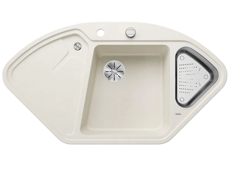 BLANCO Delta II 527055 Silgranit Soft White with Drain Remote Control with Accessories