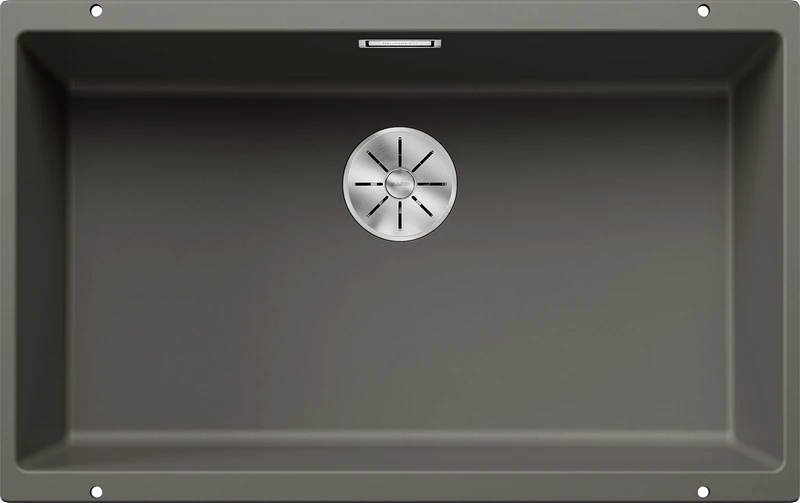 BLANCO SUBLINE 700-U | SILGRANIT Sink in Volcano Grey | Installation Type: undermount Installation | for 80 cm Wide Base cabinets | One Cut-Out and only one Installation | [73x46x20.2 cm]