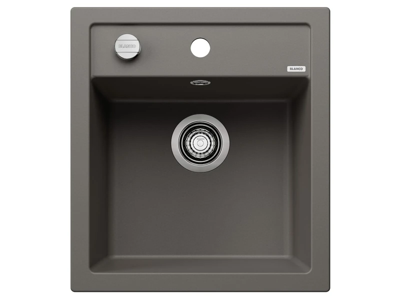 BLANCO DALAGO 45 | SILGRANIT Sink in Volcano Grey | Installation Type: Inset Installation from Above | for 45 cm Wide Base cabinets | Spacious Bowl Volume | Easy-Care Surface | [46.5x51x20.2 cm]