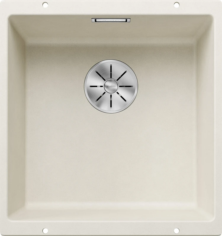 BLANCO SUBLINE 400-U | SILGRANIT Sink in Soft White | Installation Type: undermount Installation | for 50 cm Wide Base cabinets | One Cut-Out and only one Installation | [43x46x20.2 cm]