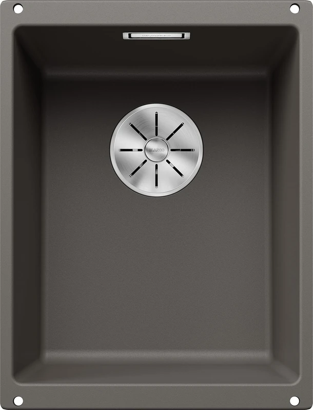 BLANCO SUBLINE 320-U | SILGRANIT Sink in Volcano Grey | Installation Type: undermount Installation | for 40 cm Wide Base cabinets | One Cut-Out and only one Installation | [35x46x20.2 cm]