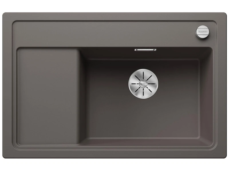 BLANCO Zenar XL 6 S Compact | SILGRANIT Sink in Volcano Grey | Installation Type: Inset Installation from Above | Main Bowl on The Right | for 60 cm Wide Base cabinets | Large Bowl | [78x51x20.2 cm]