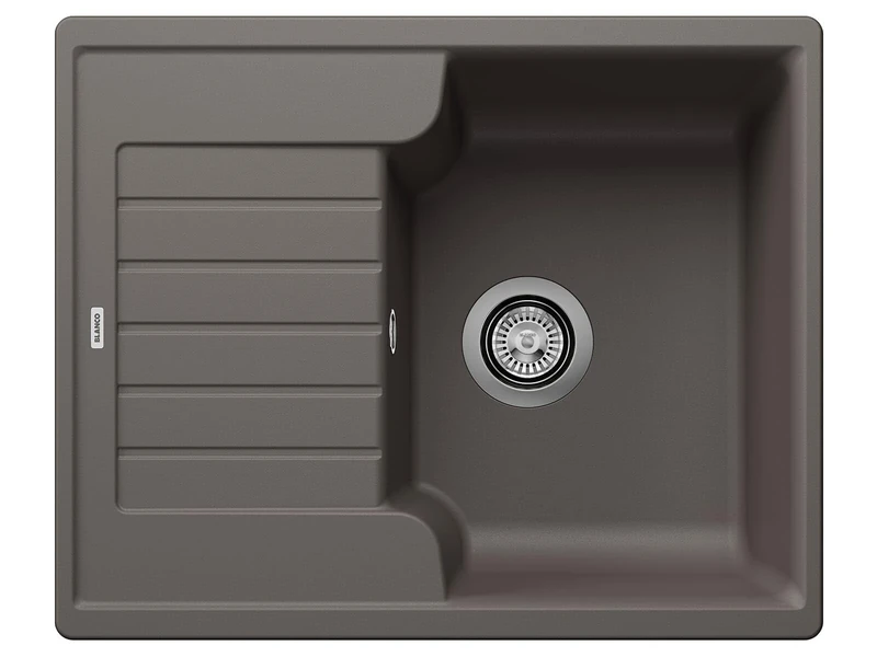 BLANCO ZIA 40 S Granite Sink Made of Silgranit Volcano Grey Installation Type: Installation from Top Reversible for 40 cm-Wide Base Cabinets Large Basin Easy to Clean [61.5 x 50 x 20.2 cm]