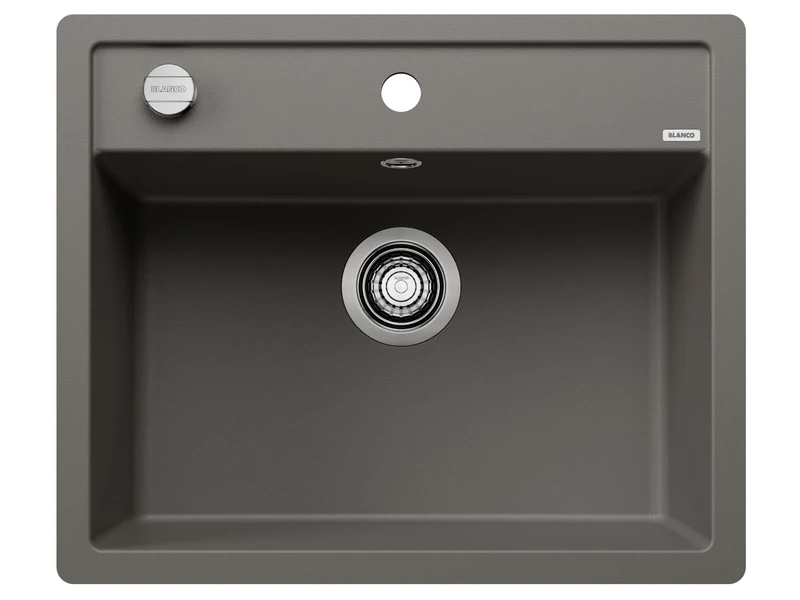 BLANCO DALAGO 6-F | SILGRANIT Sink in Volcano Grey | Installation Type: flushmount Installation | for 60 cm Wide Base cabinets | Spacious Bowl Volume | Easy-Care Surface | [60.5x50x20.2 cm]