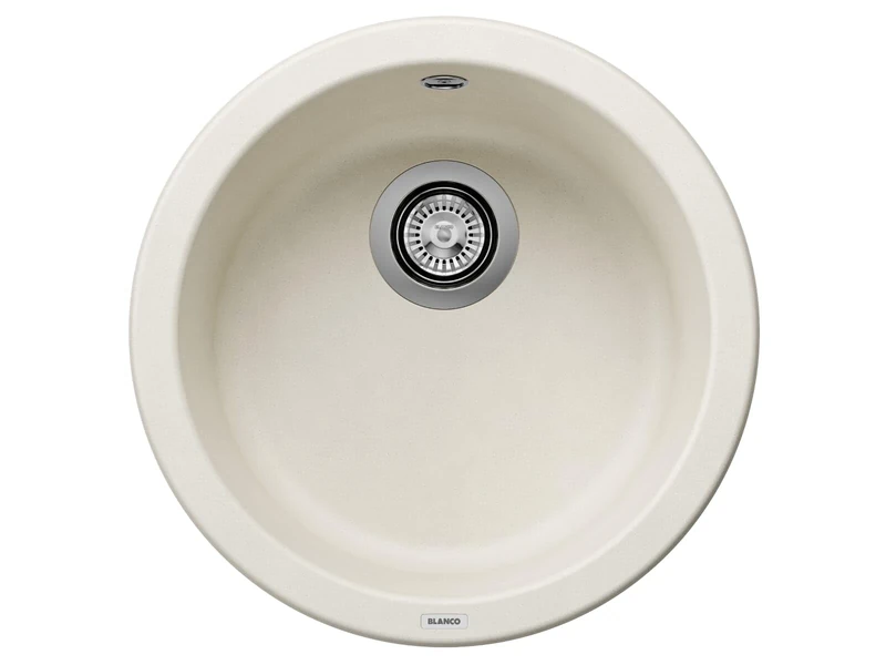 BLANCO Rondo | SILGRANIT Sink in Soft White | Installation Type: Inset Installation from Above | for 45 cm Wide Base cabinets | The Round, Individual Solution for Small Kitchens | Ø 45 cm