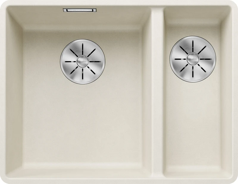 BLANCO SUBLINE 340/160-F Granite Sink Made of Silgranit Soft White Installation Type: Flush-Mounted Main Sink Left for 60 cm-Wide Base Cabinets One Cut-Out and Only Once Mounted