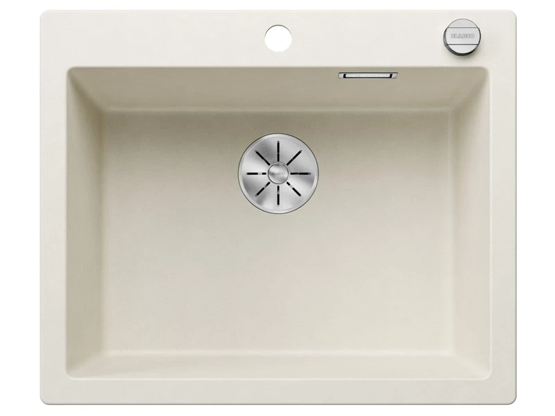 BLANCO PLEON 6 | SILGRANIT Sink in Soft White | Installation Type: Inset Installation from Above | for 60 cm Wide Base cabinets | Maximum Volume Thanks to The Extra-deep Bowl | [61.5x51x23.2 cm]