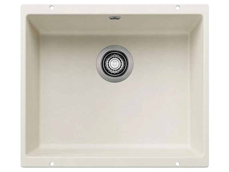 BLANCO ROTAN 500-U | SILGRANIT Sink in Soft White | Installation Type: undermount Installation | for 60 cm Wide Base cabinets | Spacious Bowl Volume | Easy-Care Surface | [53x46x20.2 cm]